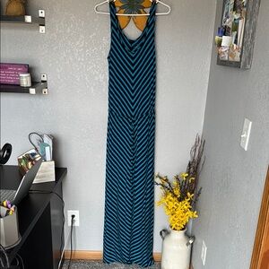 Caslon Blue Black Chevron Sheath Maxi Dress
